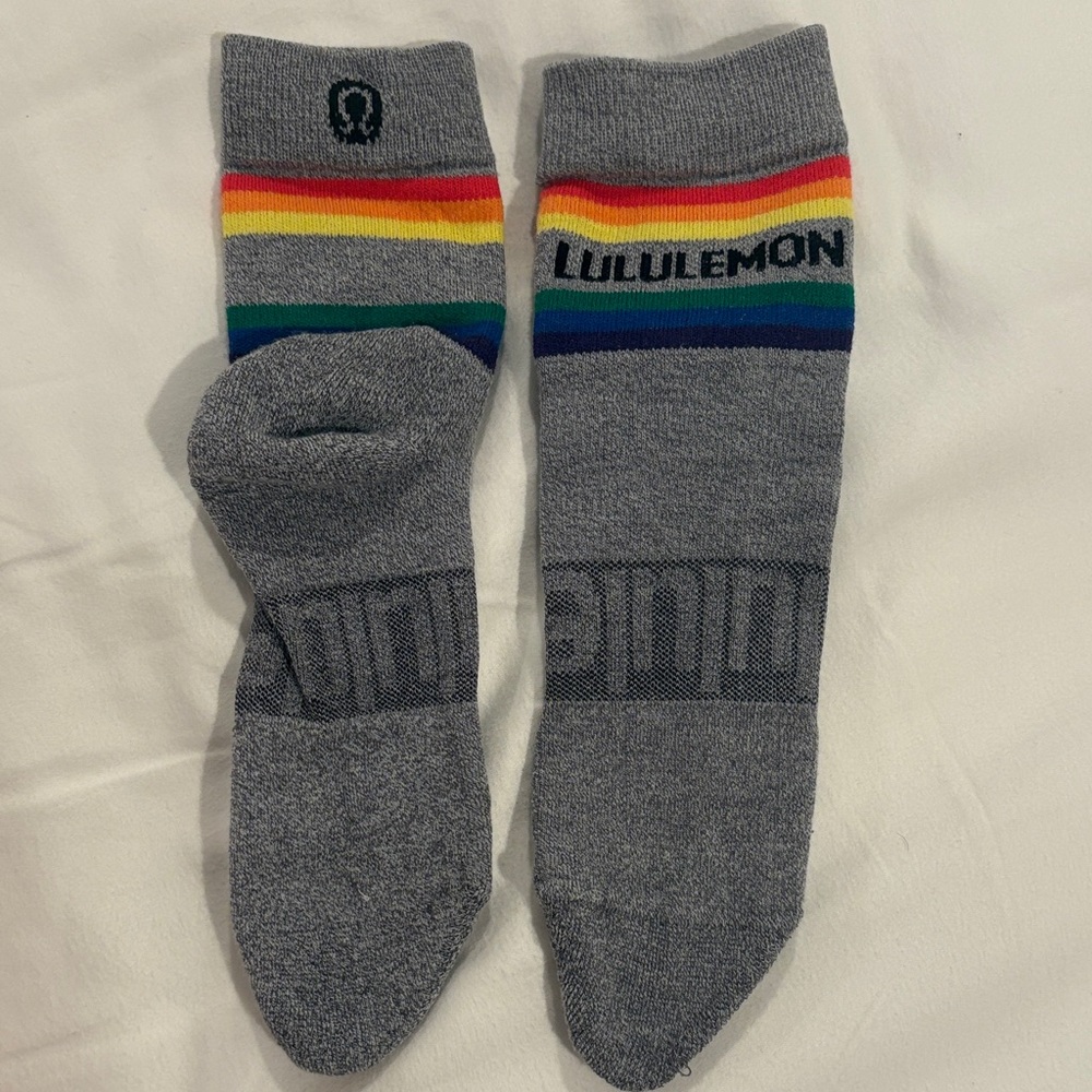 lululemon athletica Gray Socks with Rainbow Stripes